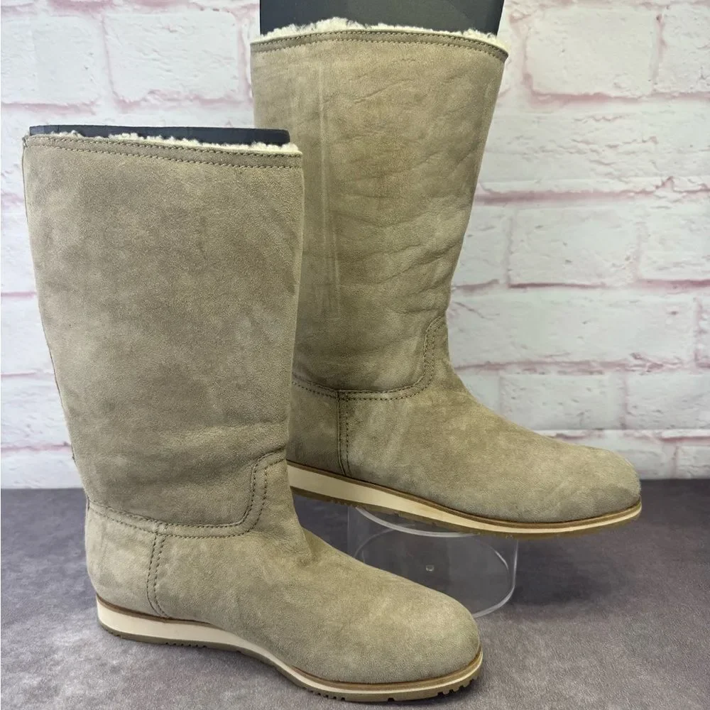 Prada Women's Calzature Donna Montone Fango Suede Sherpa Boots EU 39 / US 8.5